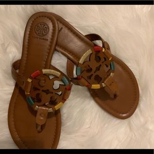Brown Tory Burch slides